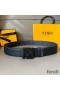 Fendi FF Buckle Reversible Belt In FF Motif Fabric and Calfskin Grey
