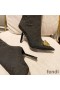 Fendi Knee High Ankle Boots Women Fendace FF Fabric Black