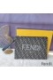 Fendi Medium Flat Clutch In Roma Logo FF Motif Fabric Black