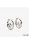 F is Fendi Small Hoop Earrings In Metal Palladium
