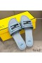 Fendi Baguette Slides Women Leather Sky Blue