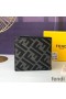 Fendi Bi-fold Wallet In FF Motif Fabric Black/Yellow