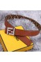 Fendi FF Buckle Reversible Belt In FF Motif Fabric and FF Motif Nappa Leather Brown/Silver