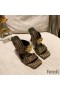 Fendi Heeled Slides Women Fendace FF Fabric Brown