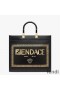 Fendi Medium Sunshine Shopper Bag In Fendace Logo Calf Leather Black