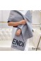 Fendi Roma Logo Scarf In Cashmere and Wool Grey