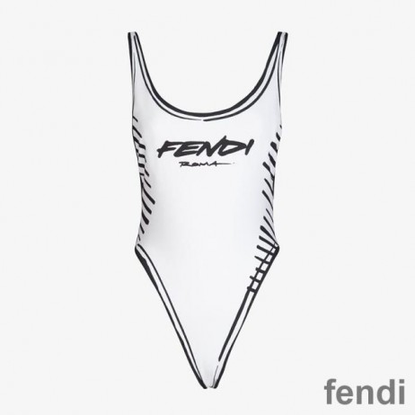 Fendi Swimsuit Women Joshua Vides Motif Lycra White