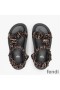 Fendi Feel Flat Sandals Women FF Motif Satin Brown