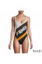 Fendi Swimsuit Women Fila Logo Motif Lycra White/Black