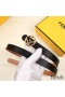 F is Fendi Buckle Slim Belt In Calf Leather Black/Gold