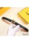 F is Fendi Buckle Slim Belt In Calf Leather Black/Gold