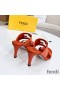 Fendi Baguette Heeled Slides Women Leather Orange