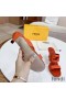Fendi Baguette Heeled Slides Women Leather Orange