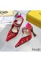 Fendi Colibri Slingback Pumps Women FF Motif Micromesh Red