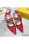 Fendi Colibri Slingback Pumps Women FF Motif Micromesh Red