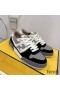Fendi Match Compact Sneakers Unisex Suede and Houndstooth Motif Fabric Black