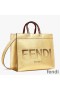 Fendi Medium Sunshine Shopper Bag In ROMA Logo Calf Leather Gold