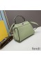 Fendi Mini Peekaboo Iconic Bag In Stitching Calf Leather Green