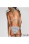 Fendi Triangle Bikini with Ties Women Jacquard FF Motif Lycra Black/White