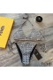 Fendi Triangle Bikini with Ties Women Jacquard FF Motif Lycra Black/White