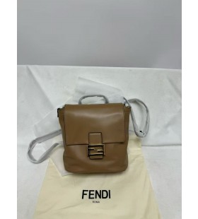 Fendi Camel Leather Backpack in Brown