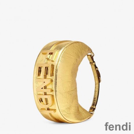 Fendi Small Fendigraphy Hobo Bag In Calf Leather Gold