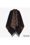 Fendi FF Reversible Poncho In Wool and Cashmere Black