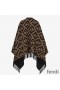 Fendi FF Reversible Poncho In Wool and Cashmere Black
