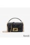 Fendi Mini Baguette Bag In FF Motif Nappa Leather Black