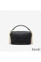 Fendi Mini Baguette Bag In FF Motif Nappa Leather Black